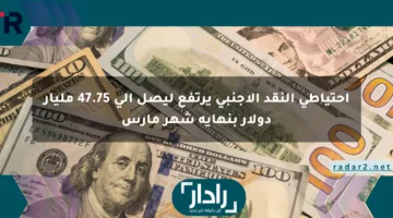 احتياطي النقد الأجنبي يرتفع ليصل إلى 47.75 مليار دولار بنهاية شهر مارس